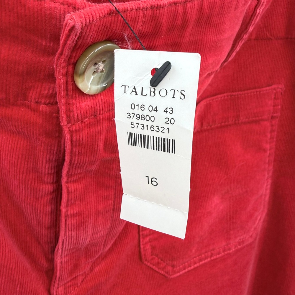 Talbots Red Corduroy Wide Leg Pants High Rise Size 16 NWT 57316321 - Picture 3 of 7